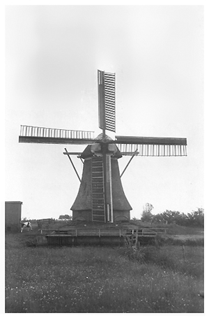 De Eendracht, , De molen in 1942. Foto: W.O. Bakker, Spijk (verzameling Ton Meesters). | Database Nederlandse molens