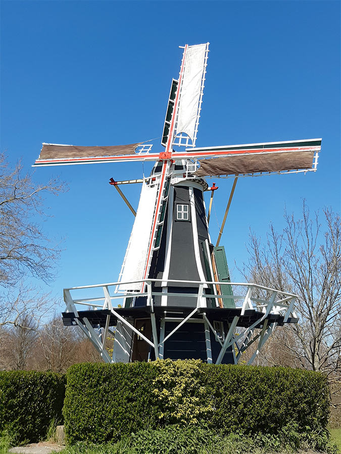 Foto van Windlust, Brouwershaven,  Jeroen van Dijke (23-4-2021)De molen heeft in April een nieuwe buitenroede gekregen en deze is gekopieerd naar het oude model van molenmaker van de Hamer. Tevens is de kleurstelling aangepast naar het oude.  | Database Nederlandse molens