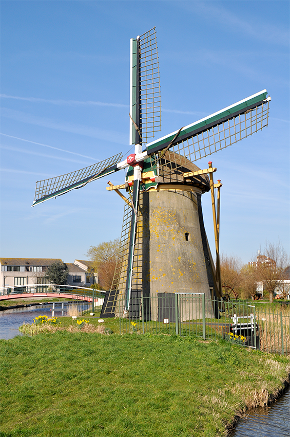 Foto van Stevenshofjesmolen, Leiden, Leo Middelkoop (24-3-2017).  | Database Nederlandse molens