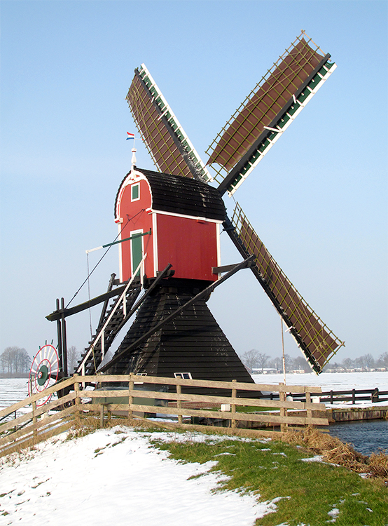 Zweilandermolen, Warmond, Piet Glasbergen (12-2-2017) | Database Nederlandse molens